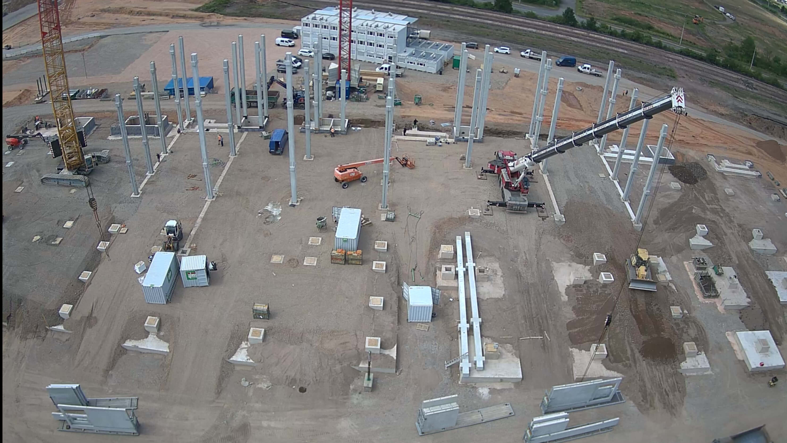 Rohbau Vetter Saarlouis Vogelperspektive Betonpfeiler und Wände