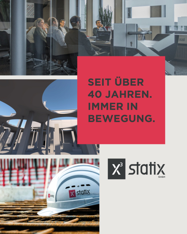 Seit über 40 Jahren entwickeln wir Tragwerkslösungen für anspruchsvolle Bauprojekte.

Was sich in dieser Zeit nie verändert hat: unser Anspruch an Qualität. Was sich ständig weiterentwickelt: unser Know-how, unsere Technologien und unsere Lösungen.

Erfahrung bedeutet für uns, Bewährtes mit neuen Ideen zu verbinden – damit auch die Projekte von morgen auf einem starken Fundament stehen.

Seit über 40 Jahren entwickeln wir uns kontinuierlich weiter. Welche Innovation wird das Bauwesen deiner Meinung nach in Zukunft am stärksten prägen? Schreib es in die Kommentare.

#Statix #Tragwerksplanung #Ingenieurbau #Erfahrung #Innovation #Qualität #TeamStatix #Bauwesen #Leipheim