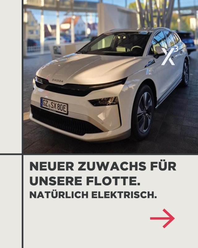 𝗡𝗲𝘂𝗲𝗿 𝗭𝘂𝘄𝗮𝗰𝗵𝘀 𝗳𝘂̈𝗿 𝘂𝗻𝘀𝗲𝗿𝗲 𝗙𝗶𝗿𝗺𝗲𝗻𝗳𝗹𝗼𝘁𝘁𝗲.
Unser neuestes E-Auto ist da. Damit sind mittlerweile rund 85% unserer STATIX-Flotte (14 von 16 Fahrzeugen) vollelektrisch unterwegs.

Für uns ist Elektromobilität ein wichtiger Baustein, um unsere betriebliche Mobilität zukunftsorientiert und verantwortungsvoll zu gestalten. Gleichzeitig profitieren wir von einem geringeren Kraftstoffverbrauch und einer langfristig besseren Kalkulierbarkeit der laufenden Mobilitätskosten.

Denn nachhaltiges Handeln zeigt sich auch in den täglichen Entscheidungen. Deshalb investieren wir bewusst in Technologien, die Ressourcen schonen und gleichzeitig wirtschaftlich sinnvoll sind.

Willkommen in der STATIX-Flotte und allzeit gute Fahrt!

#statix #leipheim #elektromobilität #emobilität #nachhaltigkeit #firmenflotte #mobilität #unternehmen